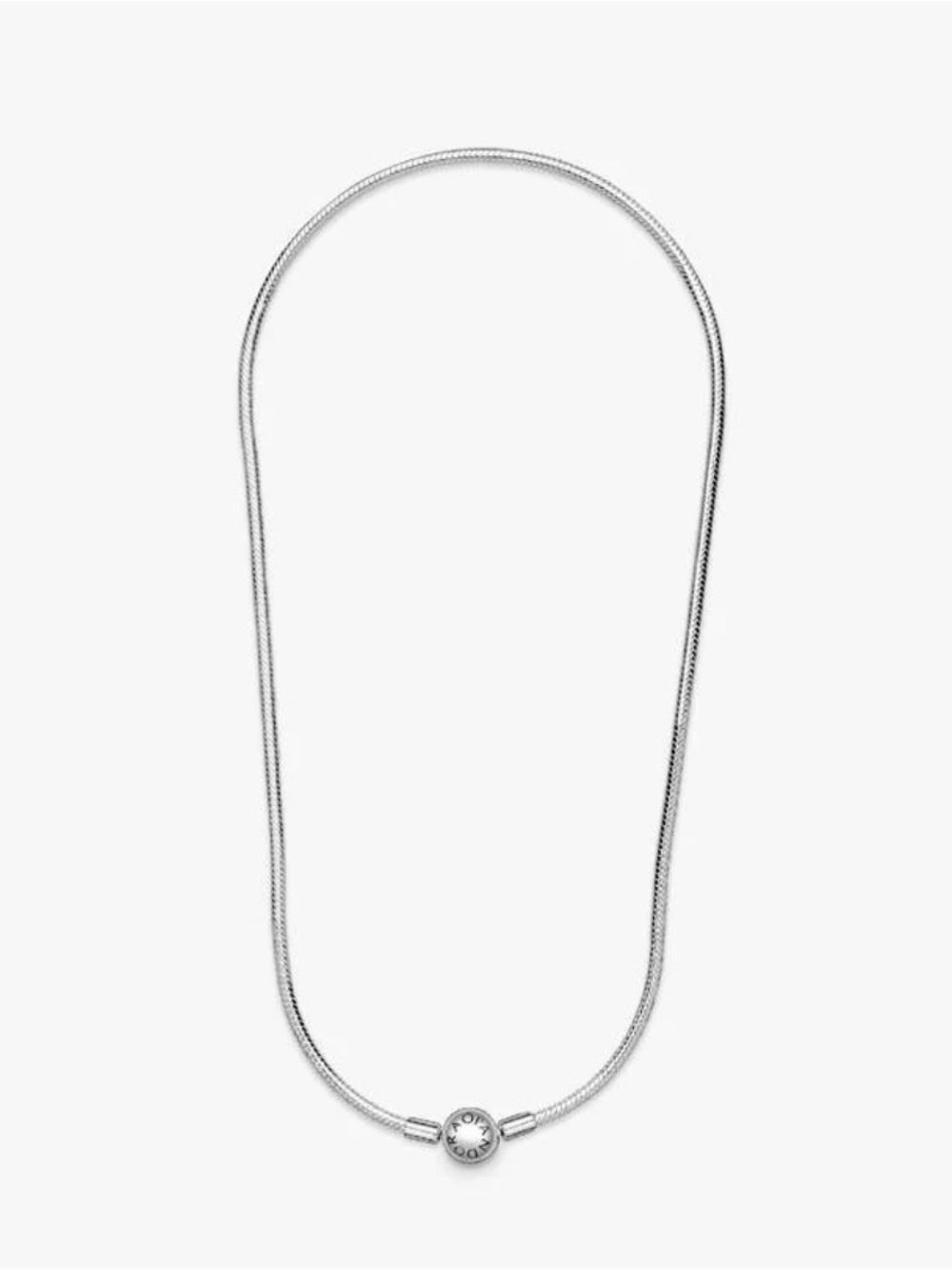 Sterling Silver Round Clasp Snake Chain Necklace - Silver